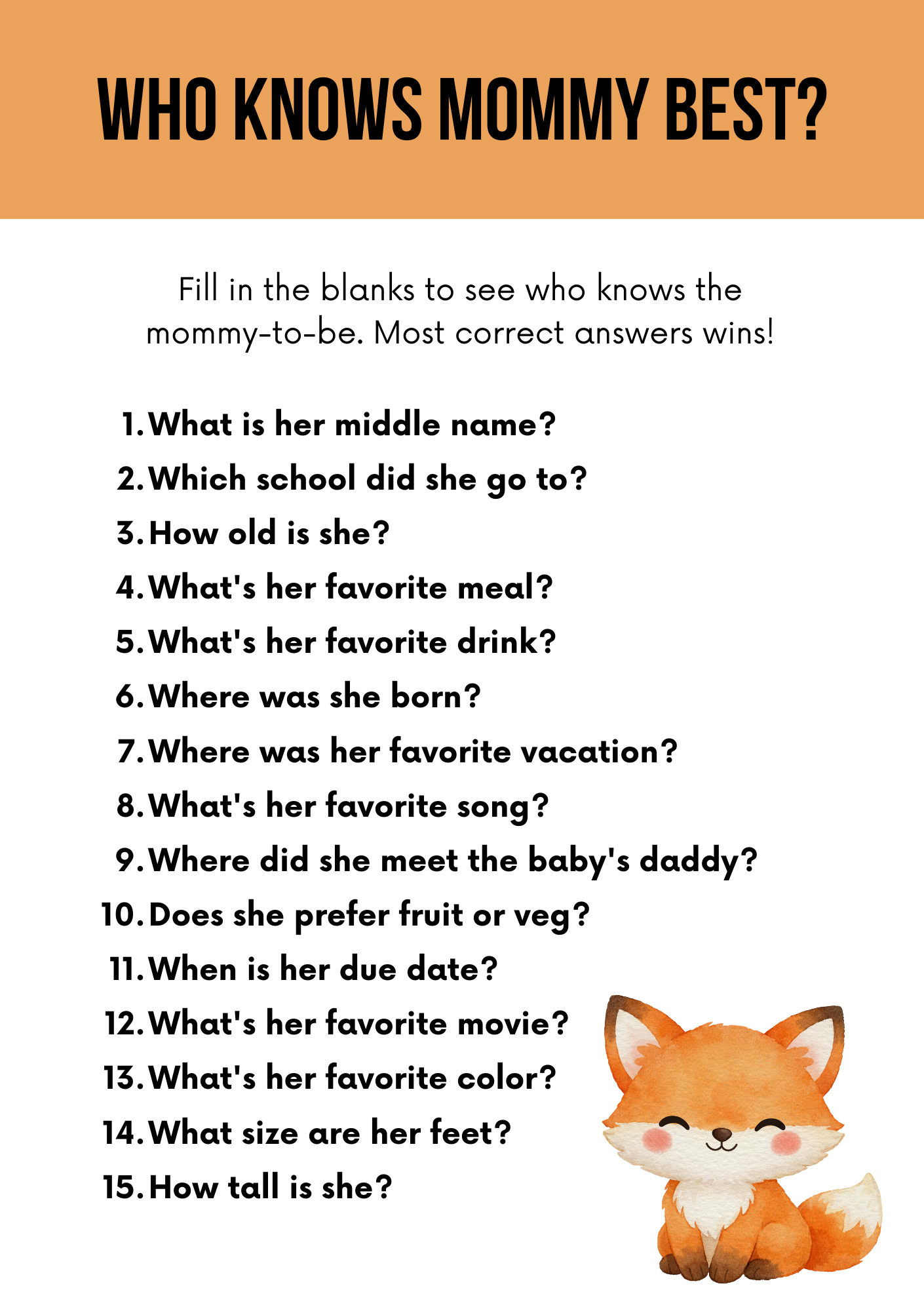 Baby Shower Games- Woodland Animals – Digital Download (PDF)