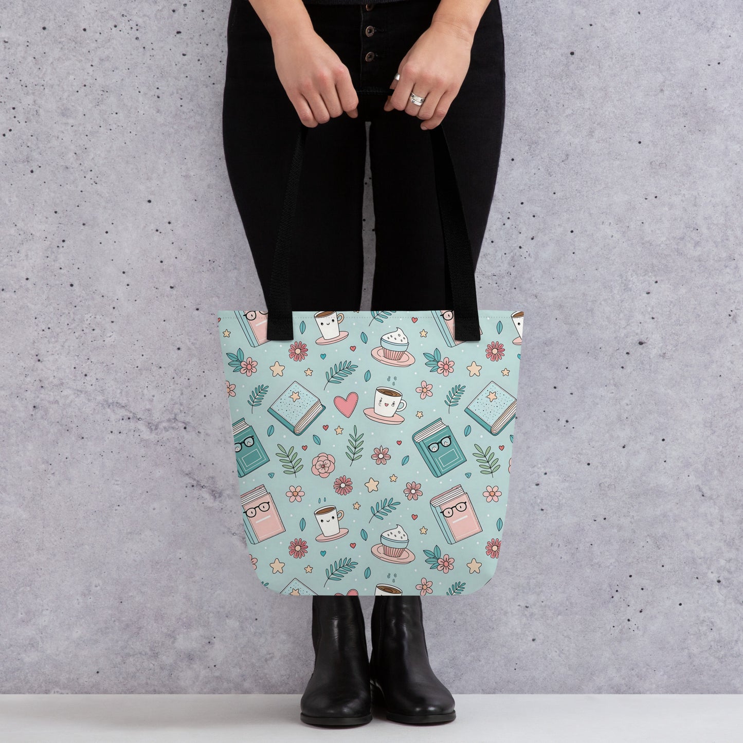 Books & Coffee Mint tote bag