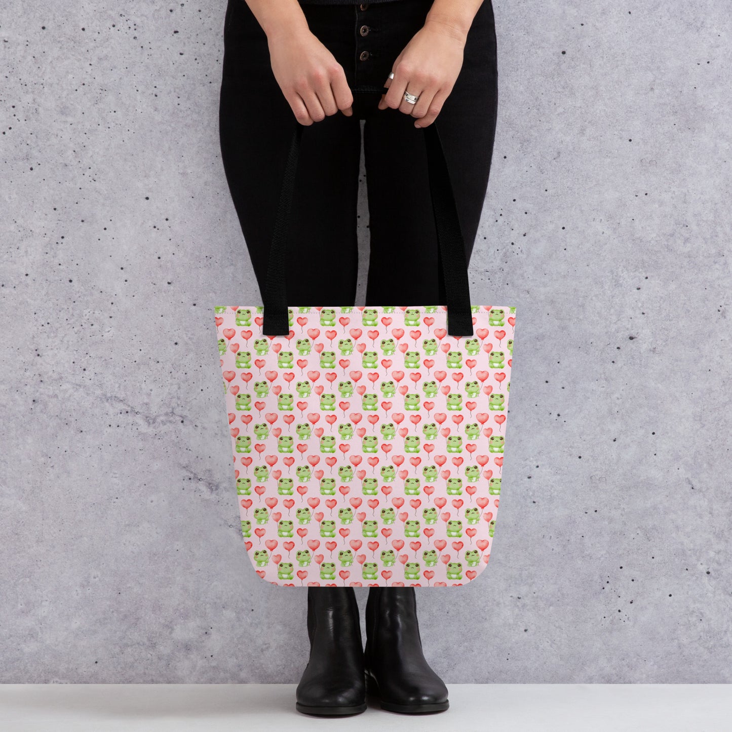 Hearts & Frogs tote bag
