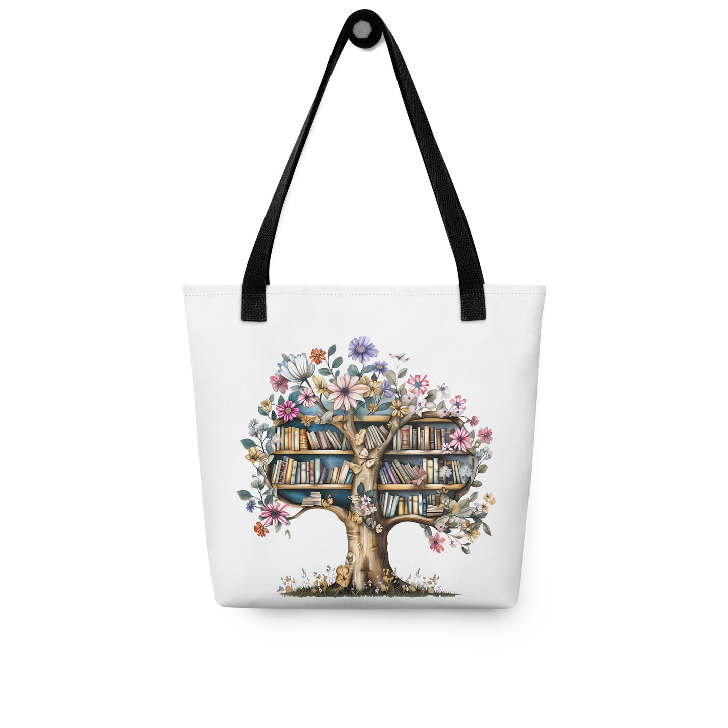Floral Book Tree tote bag