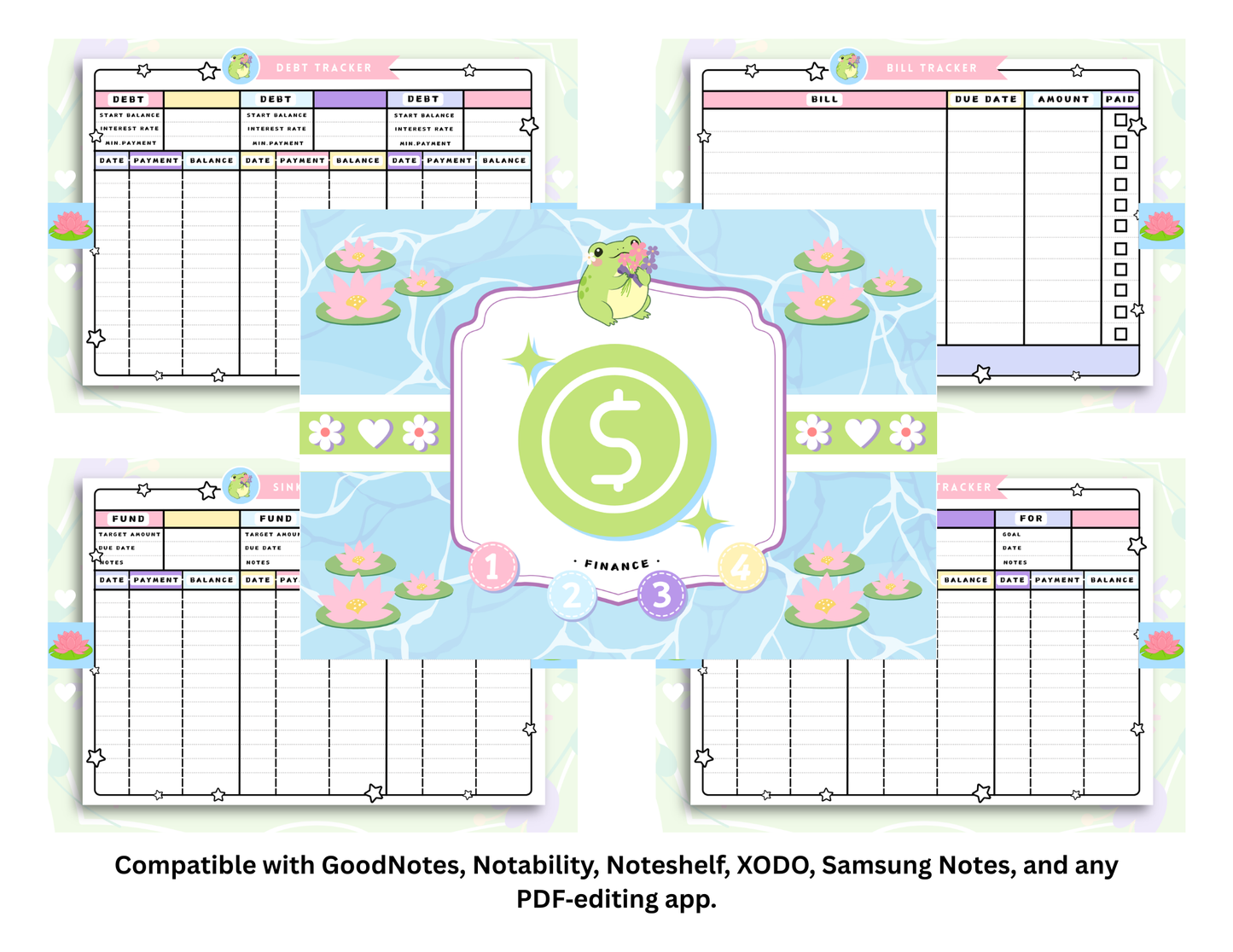 Frog‑Themed Planner Bundle (Undated)– Digital Download (PDF)