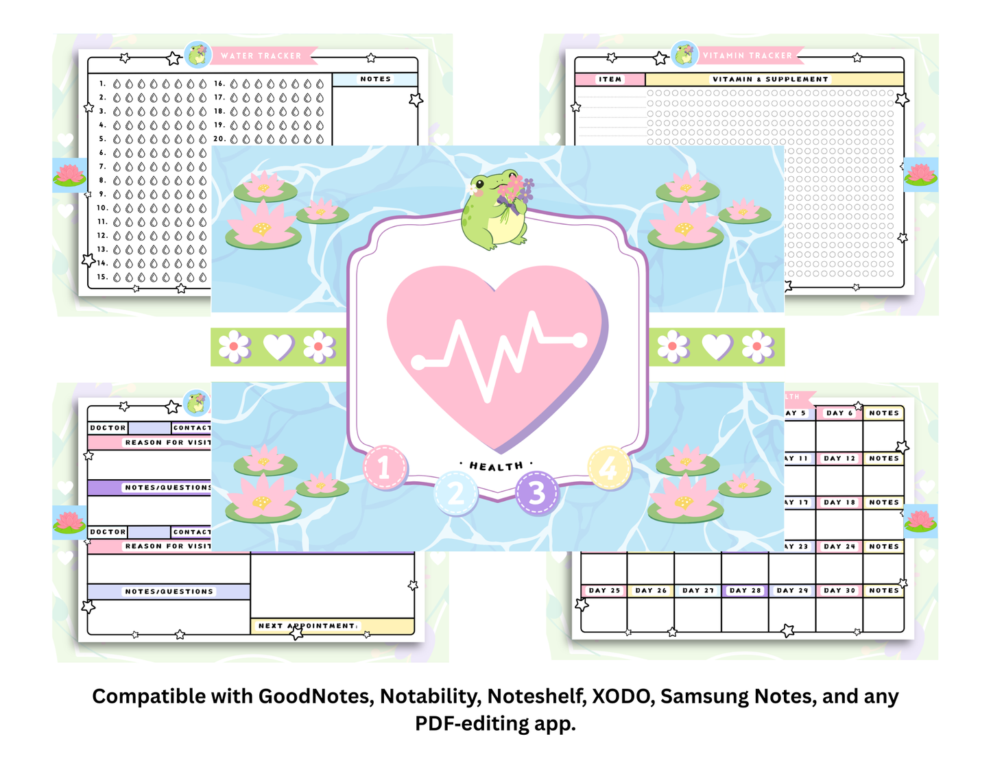 Frog‑Themed Planner Bundle (Undated)– Digital Download (PDF)
