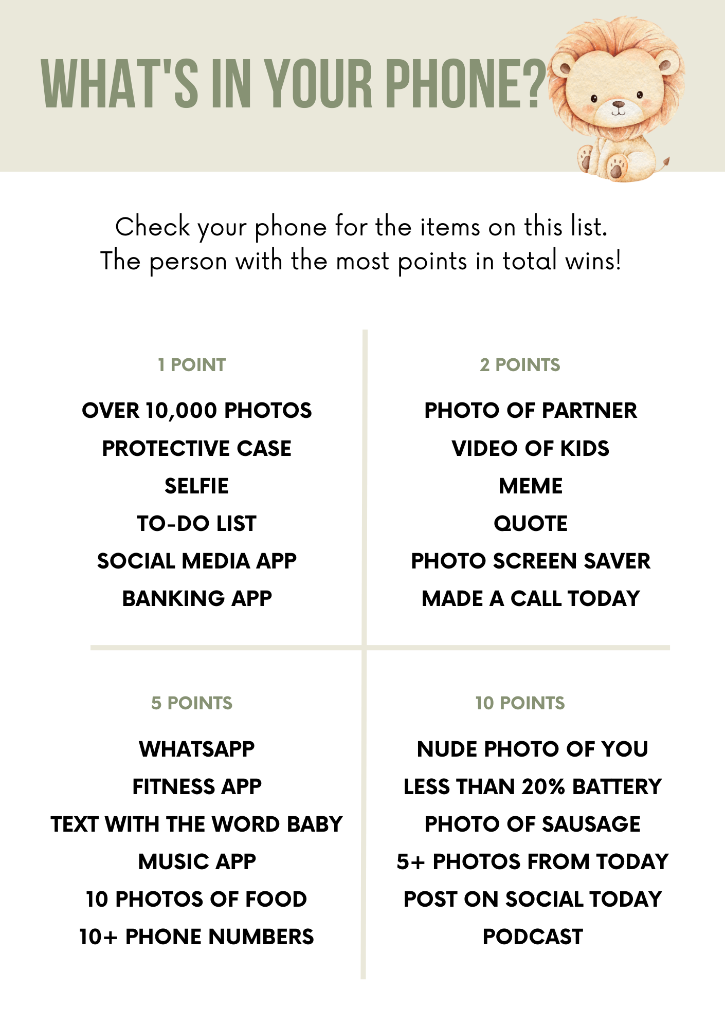 Baby Shower Games- Safari Animals – Digital Download (PDF)