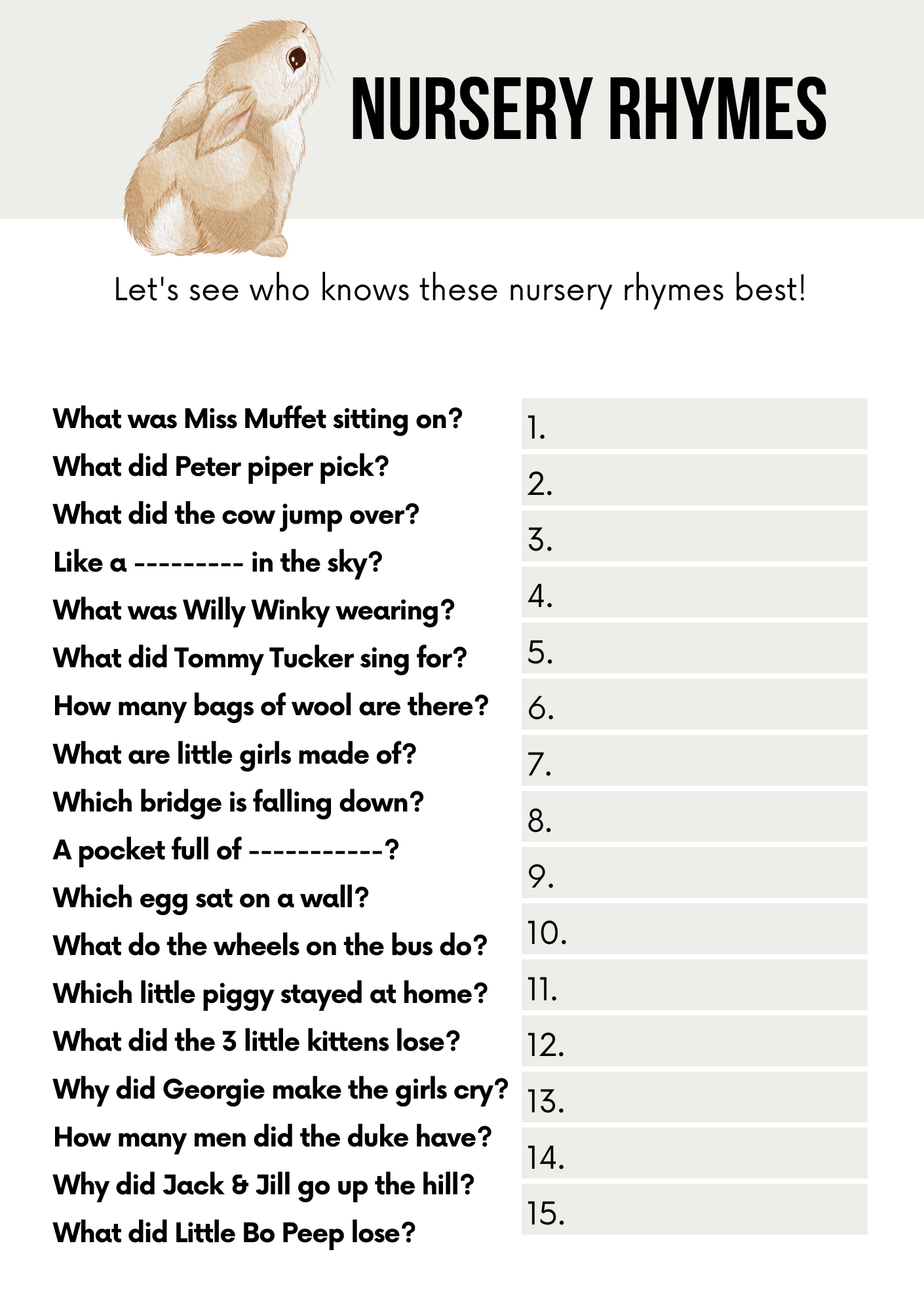 Baby Shower Games- Woodland Animals – Digital Download (PDF)