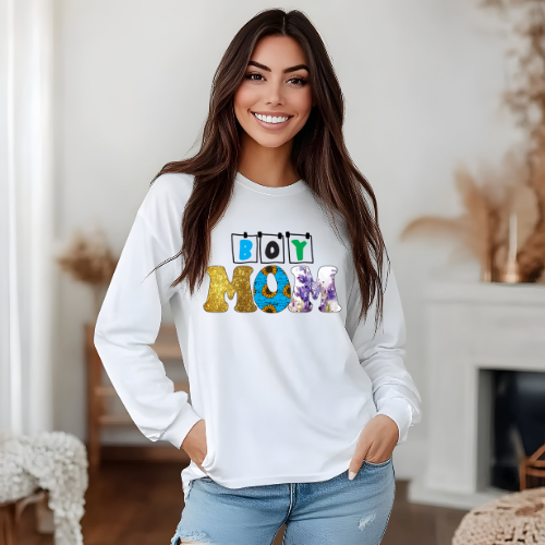 Boy Mom adult long sleeve tee