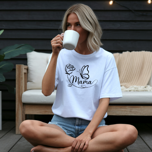Butterfly Rose mama adult t-shirt