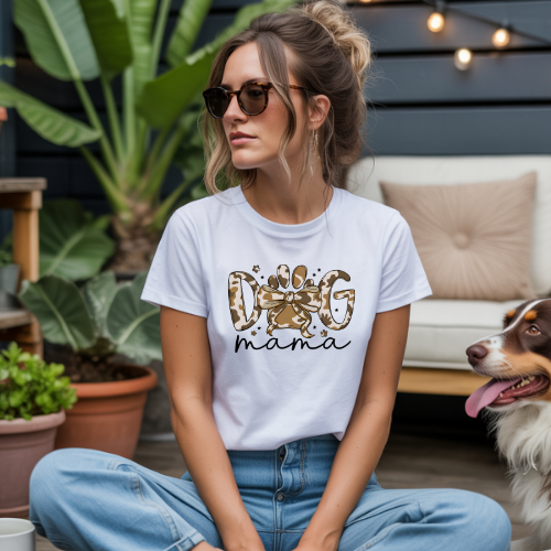 Camo Dog Mom adult t-shirt