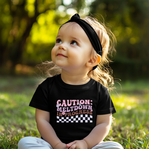 Caution Meltdown baby t-shirt