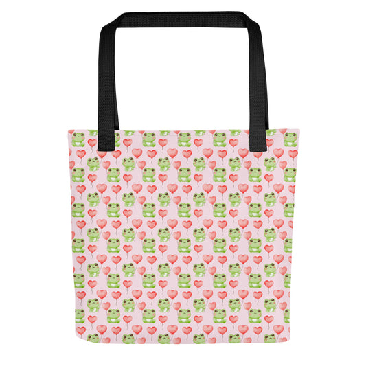 Hearts & Frogs tote bag