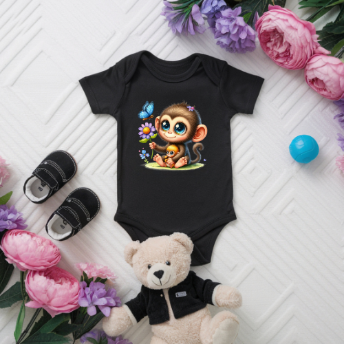 Monkey Heart baby onesie