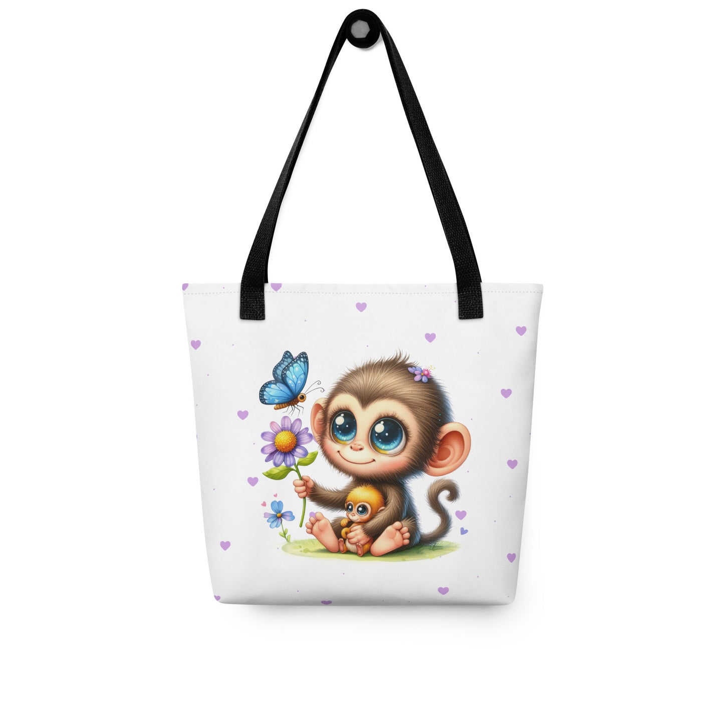 Monkey Hearts tote bag