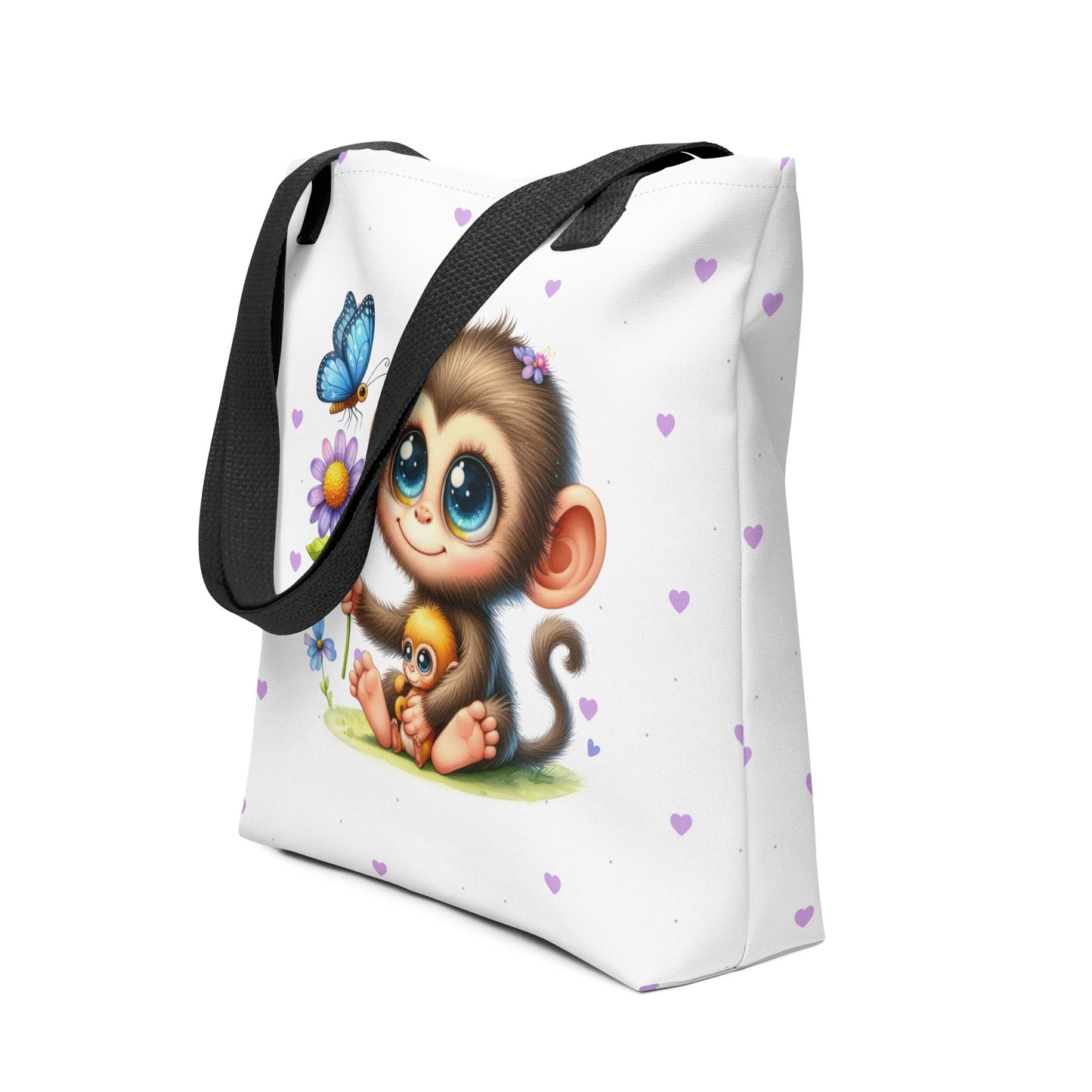 Monkey Hearts tote bag