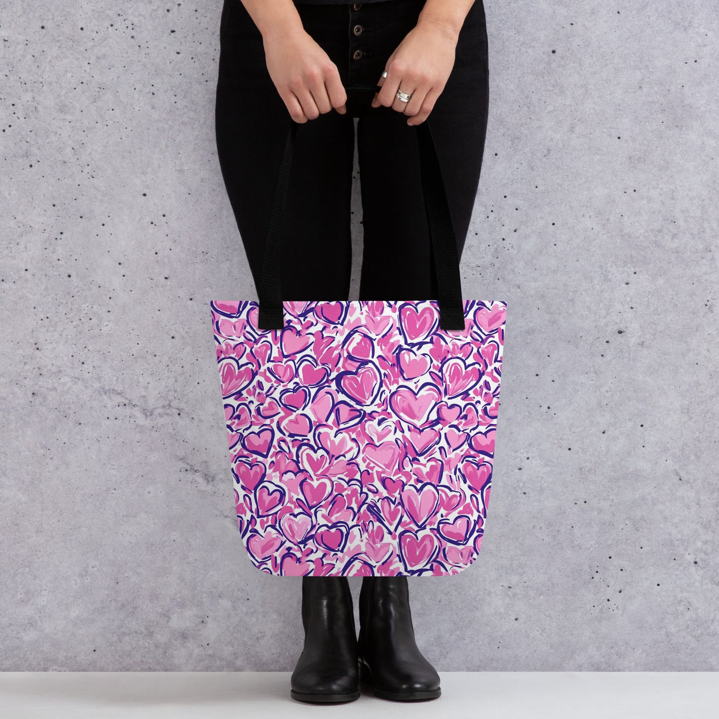 Pink & Blue Hearts tote bag
