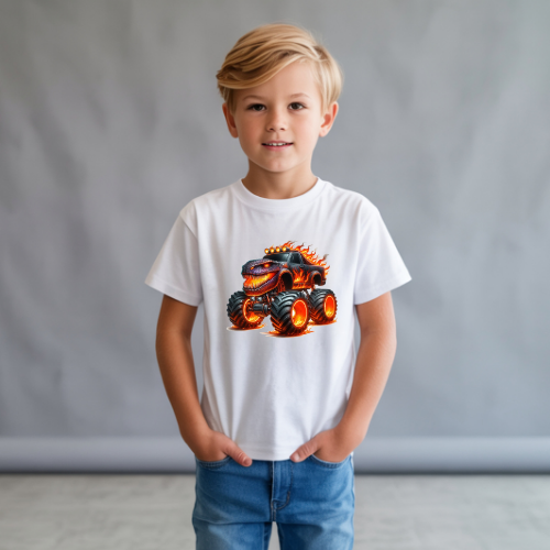 Black & Orange Monster Truck youth t-shirt