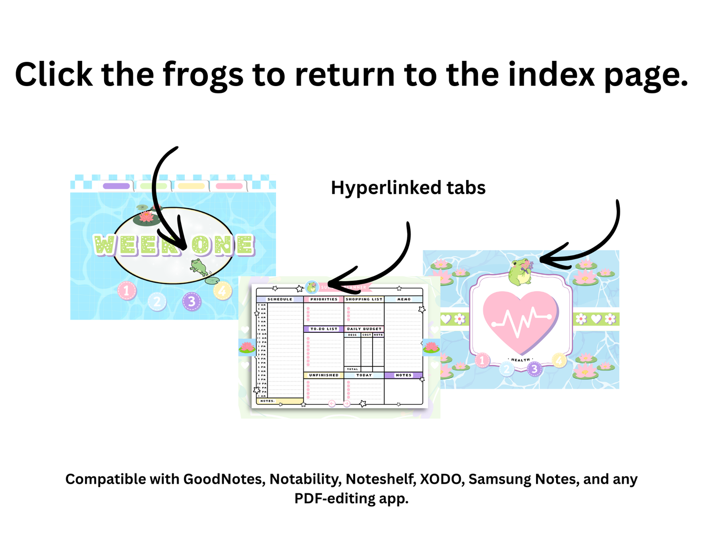 Frog‑Themed Planner Bundle (Undated)– Digital Download (PDF)