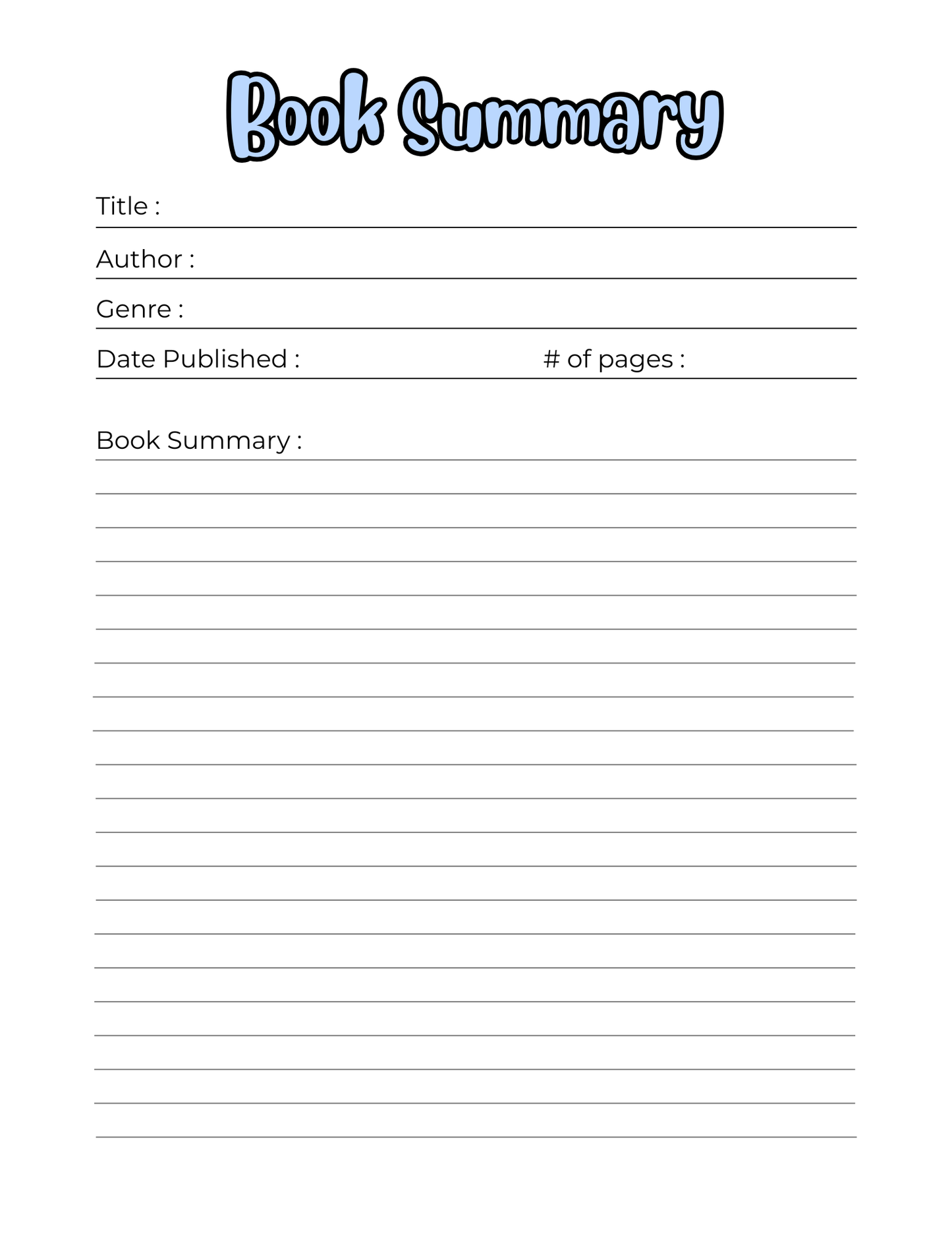 Reading Journal – Digital Download (PDF)