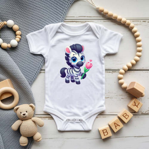 Zebra Flower baby onesie