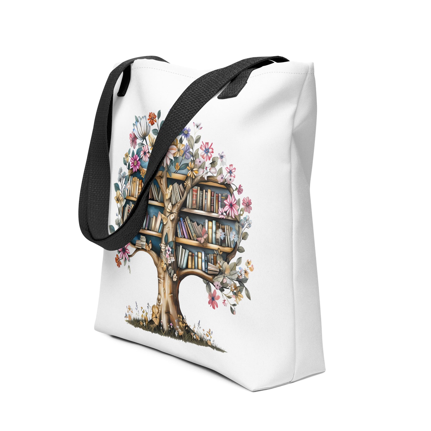 Floral Book Tree tote bag