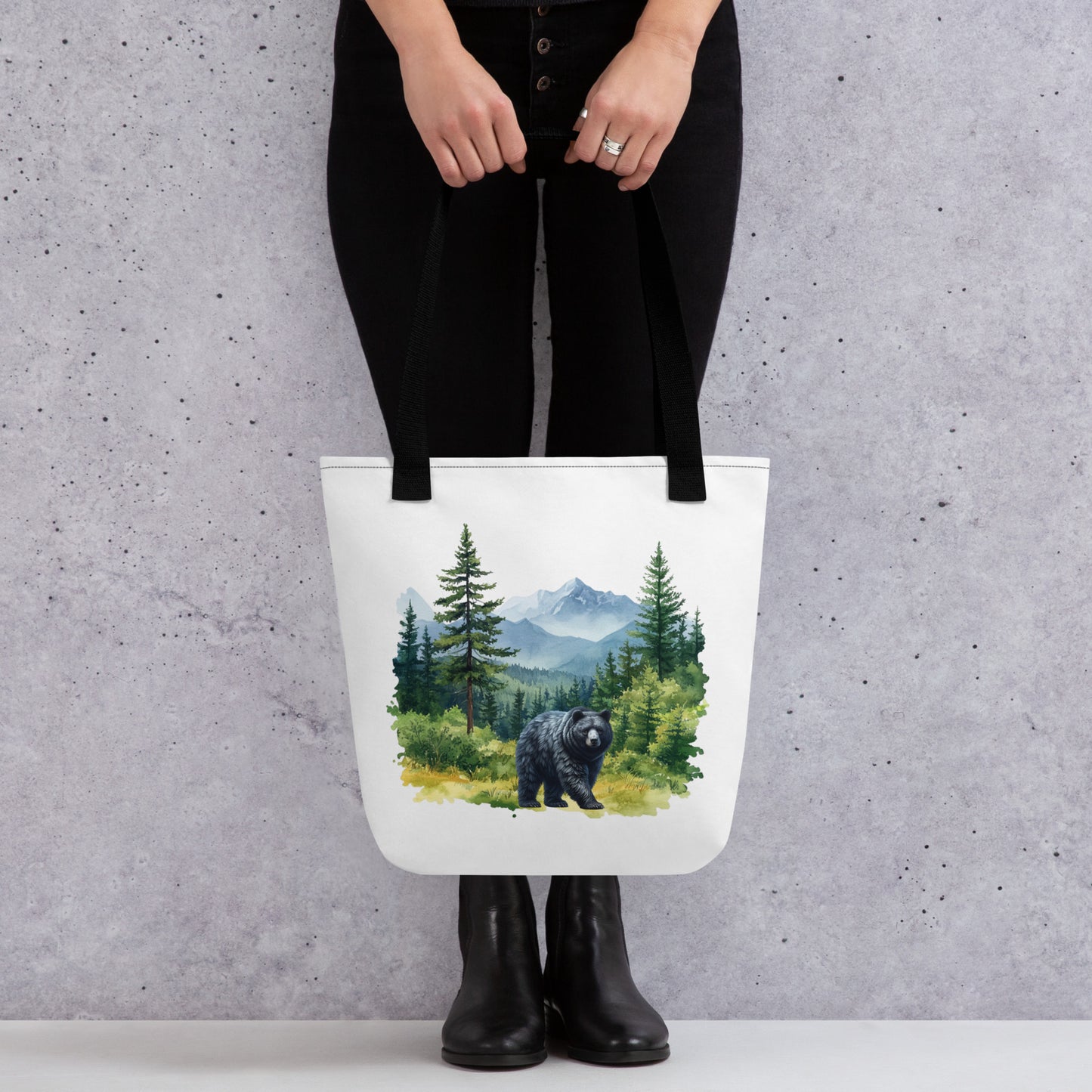 Bear in Forest tote bag
